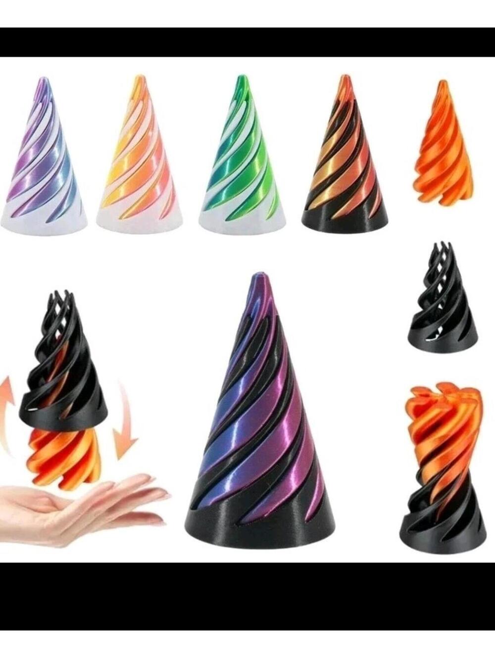 3D Printed Spiral Cone Toy Impossible Pyramid Passthrough Sculpture Pass Through